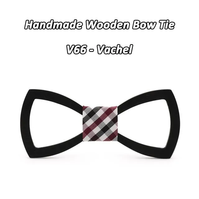 Engraved Butterfly Wooden Bow-tie