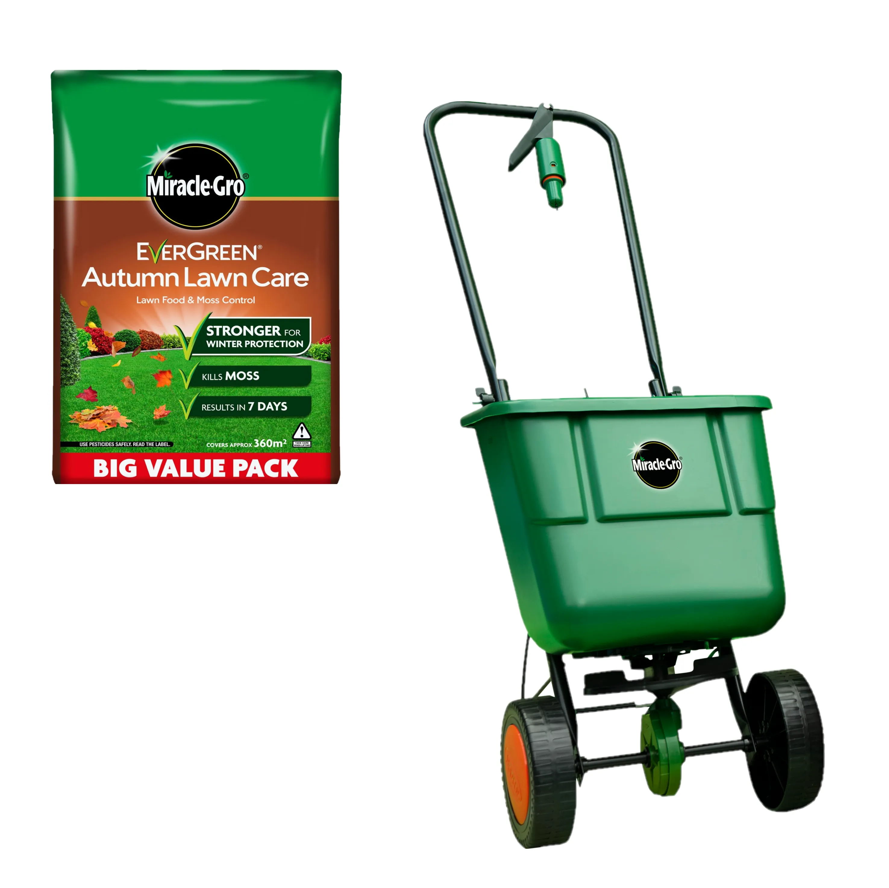 Miracle-Gro Autumn Lawn Care Feed 360m2 and Rotary Spreader Bundle